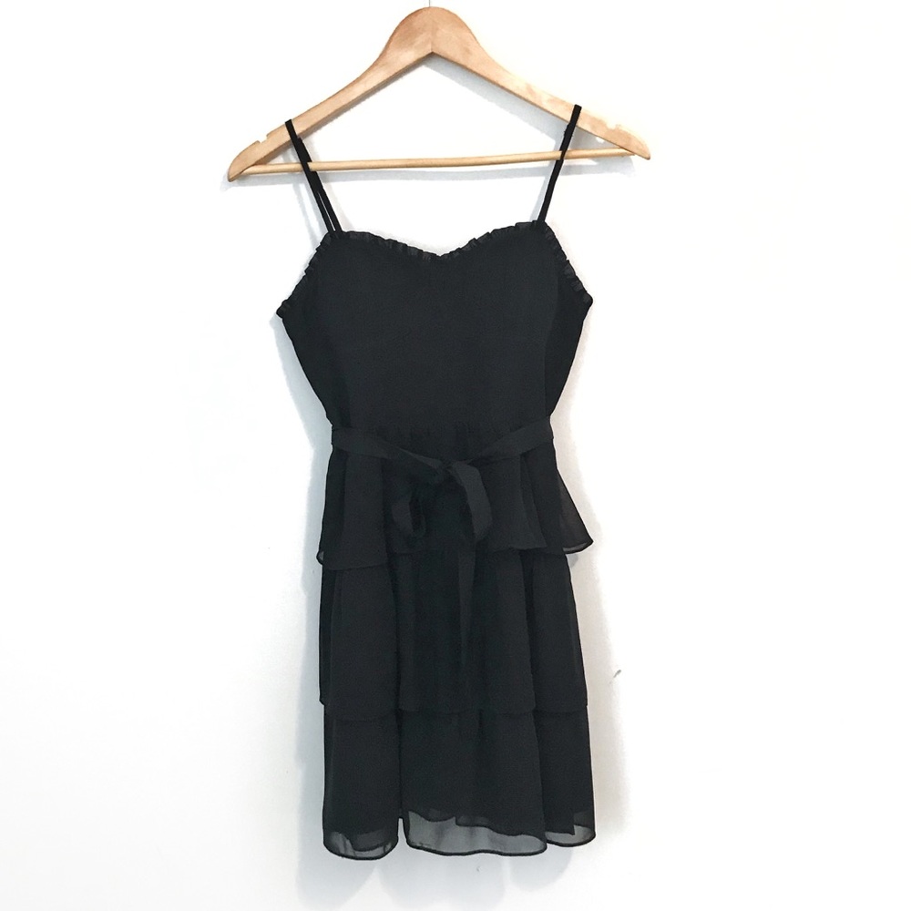 American Eagle Black Tiered Ruffle Mini Dress 6
